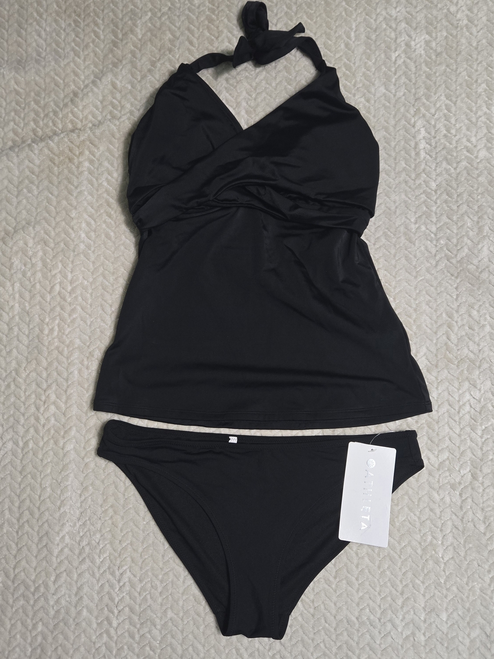 Black Women’s Two-Piece Swim Tankini and Brief Set